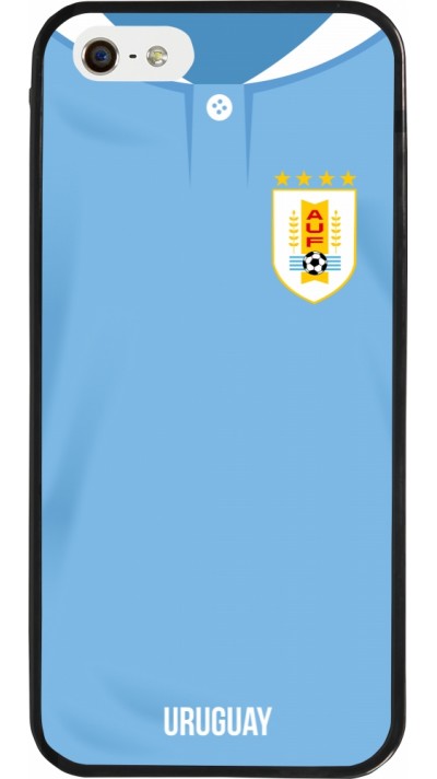 iPhone 5/5s / SE (2016) Case Hülle - Silikon schwarz Uruguay 2022 personalisierbares Fussballtrikot