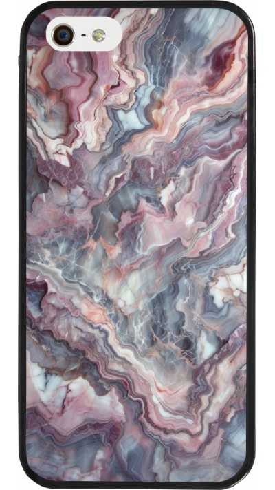 iPhone 5/5s / SE (2016) Case Hülle - Silikon schwarz Violetter silberner Marmor