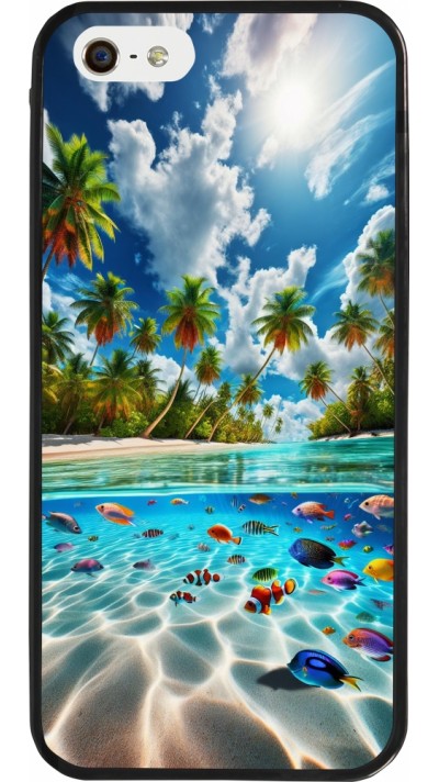 iPhone 5/5s / SE (2016) Case Hülle - Silikon schwarz Strandparadies