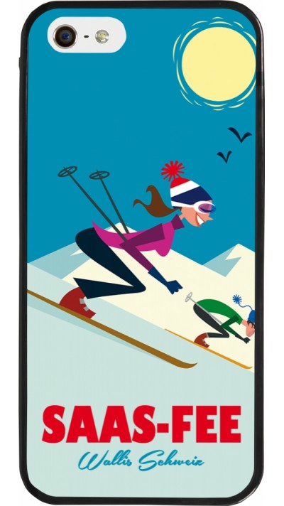 iPhone 5/5s / SE (2016) Case Hülle - Silikon schwarz Saas-Fee Ski Downhill