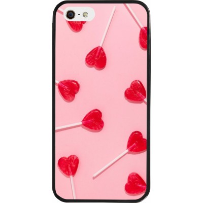 iPhone 5/5s / SE (2016) Case Hülle - Silikon schwarz Saint Valentines Day 26 Lollipop