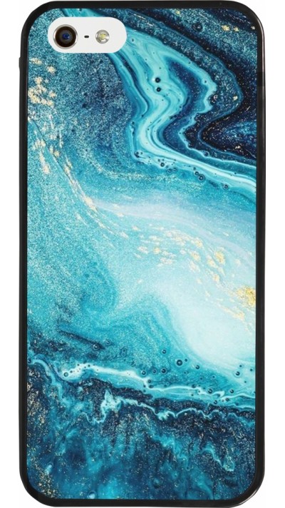iPhone 5/5s / SE (2016) Case Hülle - Silikon schwarz Sea Foam Blue