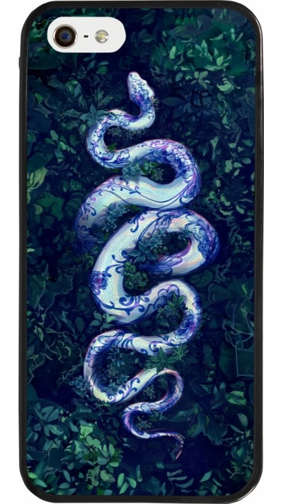 iPhone 5/5s / SE (2016) Case Hülle - Silikon schwarz Snake Blue Anaconda