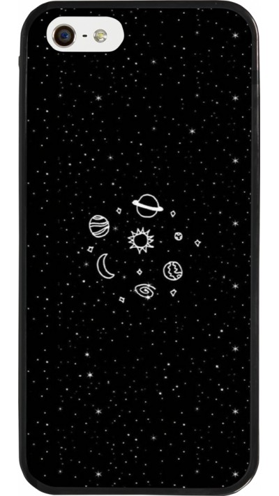 iPhone 5/5s / SE (2016) Case Hülle - Silikon schwarz Space Doodle