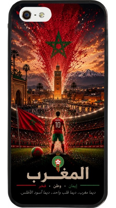 iPhone 5/5s / SE (2016) Case Hülle - Silikon schwarz Fussball Marokko splash 2026