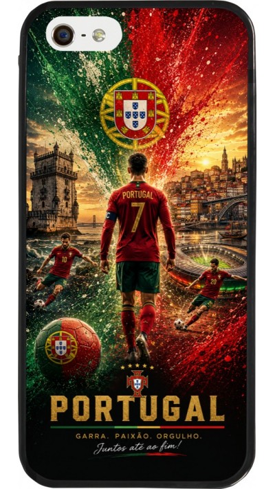 iPhone 5/5s / SE (2016) Case Hülle - Silikon schwarz Fussball Portugal splash 2026