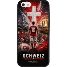 iPhone 5/5s / SE (2016) Case Hülle - Silikon schwarz Fussball Schweiz splash 2026
