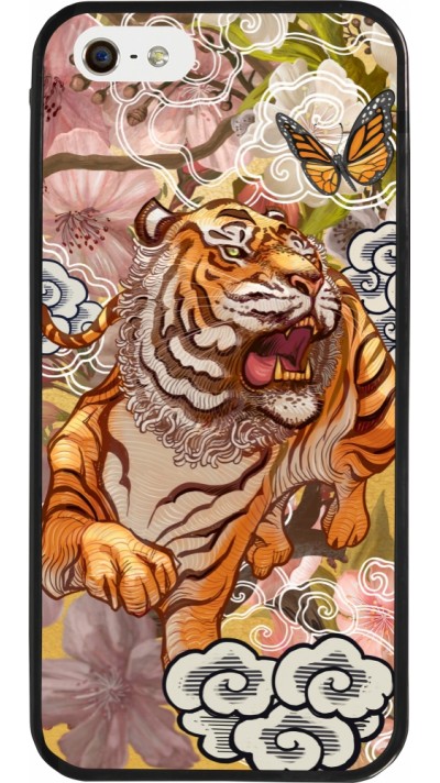 iPhone 5/5s / SE (2016) Case Hülle - Silikon schwarz Spring 23 japanese tiger