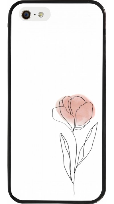 iPhone 5/5s / SE (2016) Case Hülle - Silikon schwarz Spring 23 minimalist flower