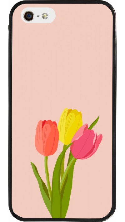 iPhone 5/5s / SE (2016) Case Hülle - Silikon schwarz Spring 23 tulip trio