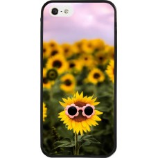 iPhone 5/5s / SE (2016) Case Hülle - Silikon schwarz Sunflower with glasses Spring 2026