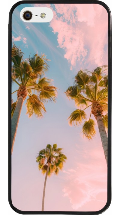 iPhone 5/5s / SE (2016) Case Hülle - Silikon schwarz Summer 2025 Palmiers