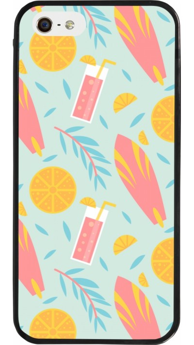 iPhone 5/5s / SE (2016) Case Hülle - Silikon schwarz Summer 2025 Pattern citron