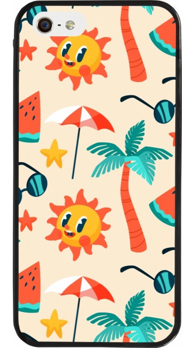 iPhone 5/5s / SE (2016) Case Hülle - Silikon schwarz Summer 2025 Pattern soleil