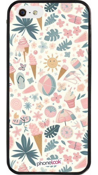 iPhone 5/5s / SE (2016) Case Hülle - Silikon schwarz Sommer Pink Muster