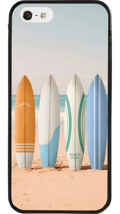 iPhone 5/5s / SE (2016) Case Hülle - Silikon schwarz Summer surfboard 2025