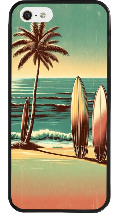 iPhone 5/5s / SE (2016) Case Hülle - Silikon schwarz Surf Paradise