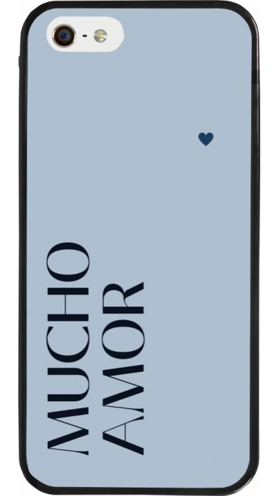 iPhone 5/5s / SE (2016) Case Hülle - Silikon schwarz Valentine 2024 mucho amor azul