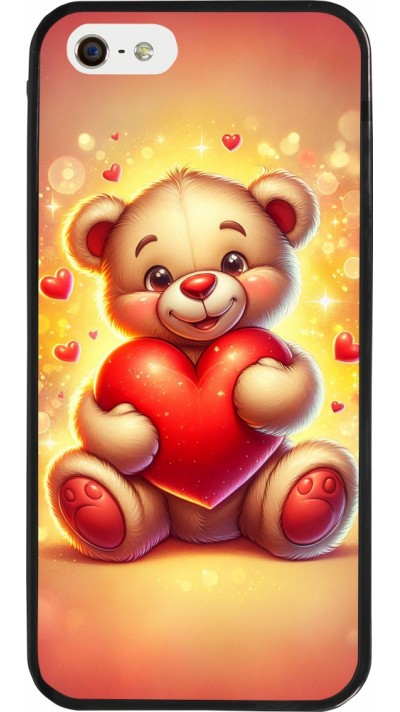 iPhone 5/5s / SE (2016) Case Hülle - Silikon schwarz Valentin 2024 Teddy Liebe