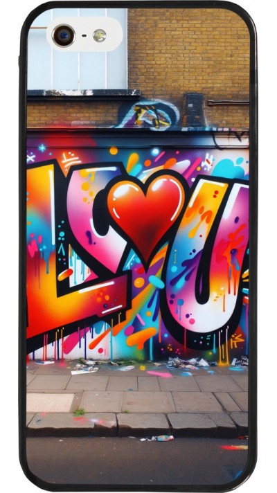 iPhone 5/5s / SE (2016) Case Hülle - Silikon schwarz Valentin 2025 Liebe U Tag