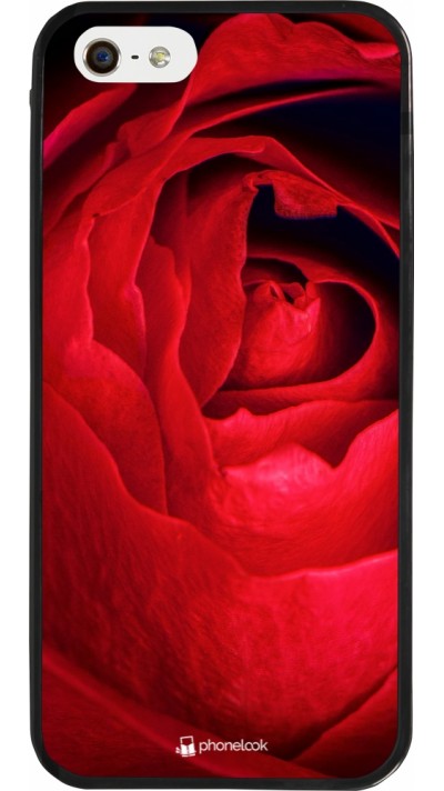 iPhone 5/5s / SE (2016) Case Hülle - Silikon schwarz Valentine 2022 Rose