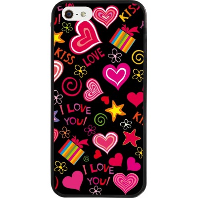 iPhone 5/5s / SE (2016) Case Hülle - Silikon schwarz Valentine 2023 love symbols