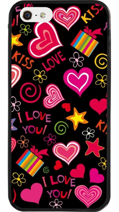 iPhone 5/5s / SE (2016) Case Hülle - Silikon schwarz Valentine 2023 love symbols