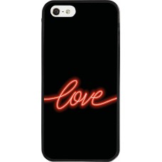 iPhone 5/5s / SE (2016) Case Hülle - Silikon schwarz Valentine 2023 neon love