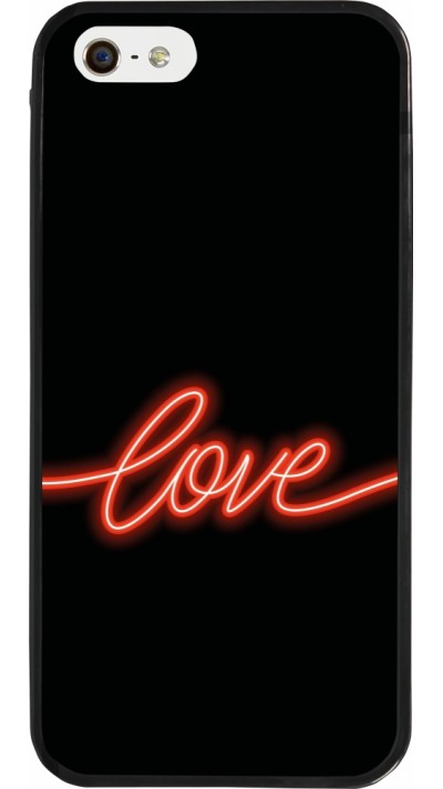 iPhone 5/5s / SE (2016) Case Hülle - Silikon schwarz Valentine 2023 neon love