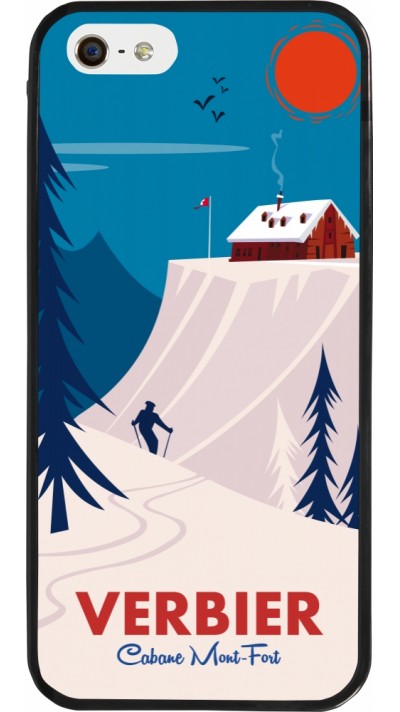 iPhone 5/5s / SE (2016) Case Hülle - Silikon schwarz Verbier Cabane Mont-Fort