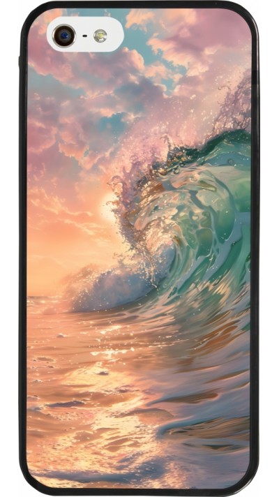 iPhone 5/5s / SE (2016) Case Hülle - Silikon schwarz Wave Sunset