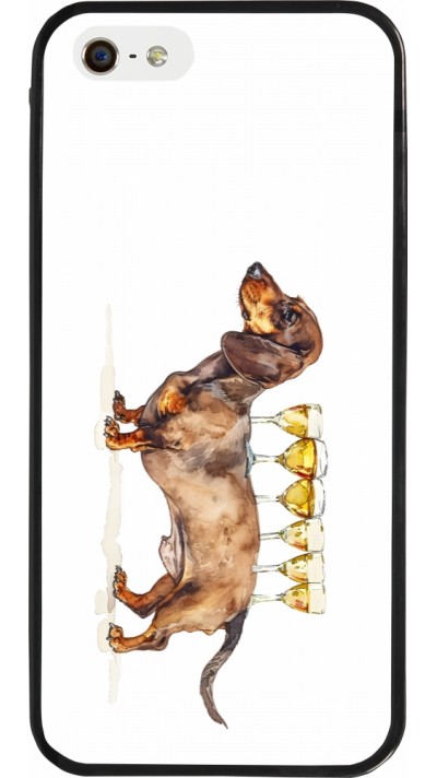 iPhone 5/5s / SE (2016) Case Hülle - Silikon schwarz Wine Teckel