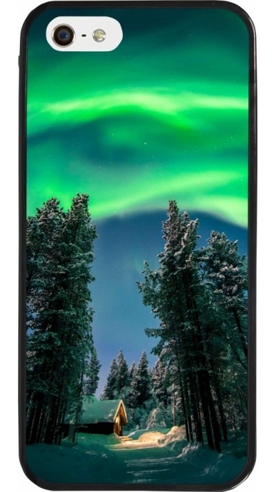 iPhone 5/5s / SE (2016) Case Hülle - Silikon schwarz Winter 22 Northern Lights