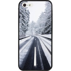 iPhone 5/5s / SE (2016) Case Hülle - Silikon schwarz Winter 22 Snowy Road