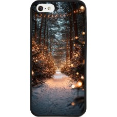 iPhone 5/5s / SE (2016) Case Hülle - Silikon schwarz Winter 25 Winter snowy road