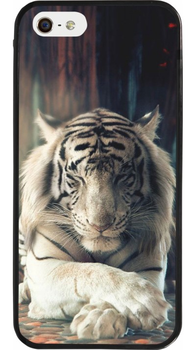 iPhone 5/5s / SE (2016) Case Hülle - Silikon schwarz Zen Tiger