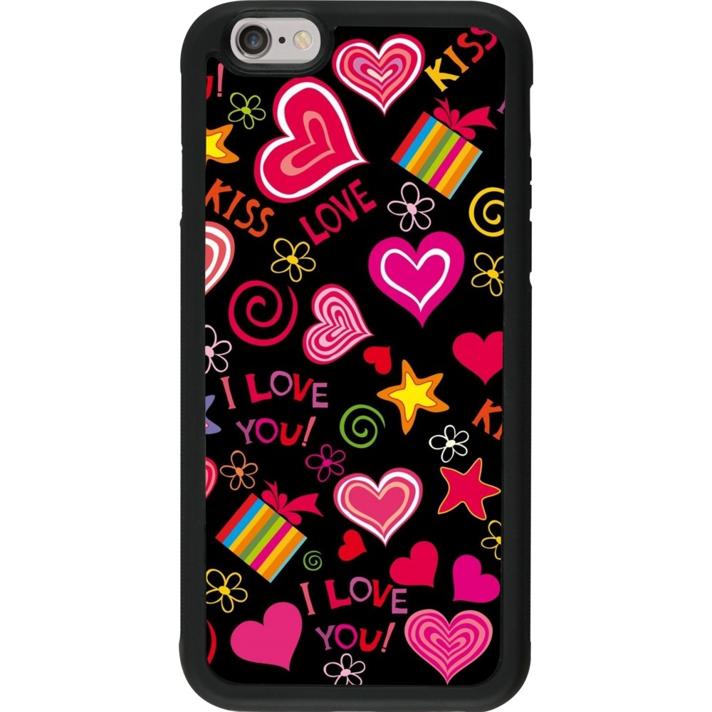 iPhone 6/6s Case Hülle - Silikon schwarz Valentine 2023 love symbols