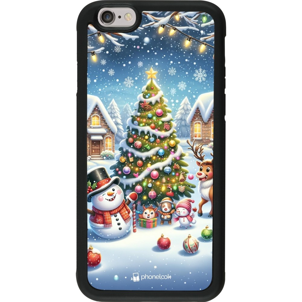 iPhone 6/6s Case Hülle - Silikon schwarz Weihnachten 2023 Schneemann und Tannenbaum