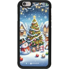 iPhone 6/6s Case Hülle - Silikon schwarz Weihnachten 2023 Schneemann und Tannenbaum
