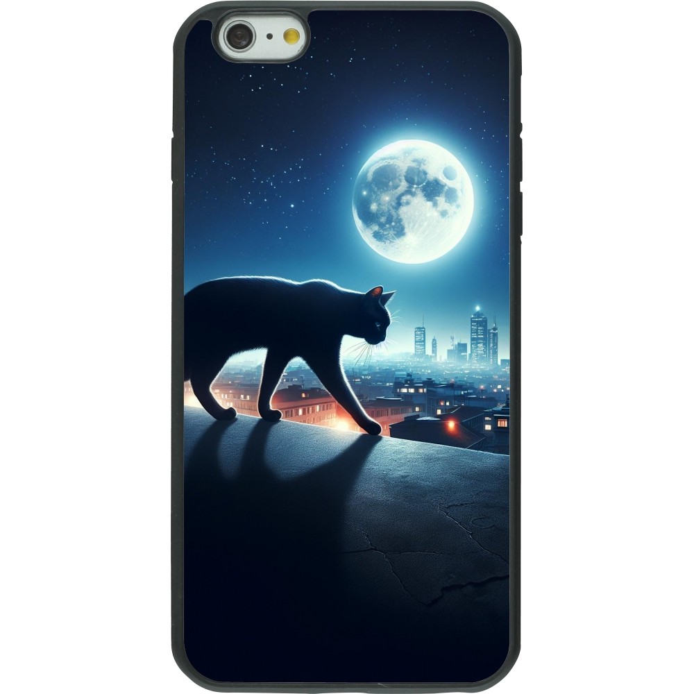 iPhone 6 Plus / 6s Plus Case Hülle - Silikon schwarz Schwarze Katze unter dem Vollmond