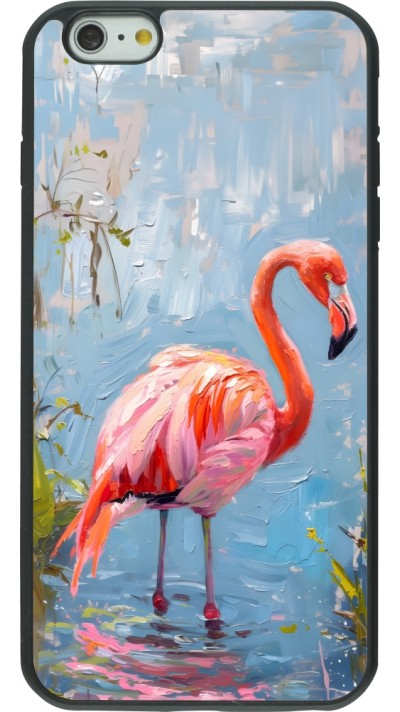 iPhone 6 Plus / 6s Plus Case Hülle - Silikon schwarz Paint Flamingo