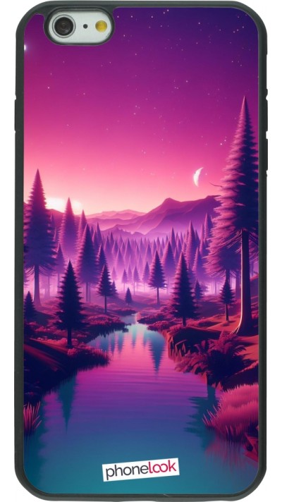 iPhone 6 Plus / 6s Plus Case Hülle - Silikon schwarz Lila-rosa Landschaft