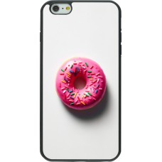 iPhone 6 Plus / 6s Plus Case Hülle - Silikon schwarz Weisser Hintergrund, pinker Donut