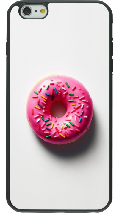 iPhone 6 Plus / 6s Plus Case Hülle - Silikon schwarz Weisser Hintergrund, pinker Donut