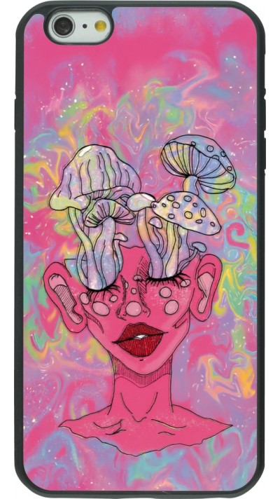 iPhone 6 Plus / 6s Plus Case Hülle - Silikon schwarz Psychedelic pink mushroom