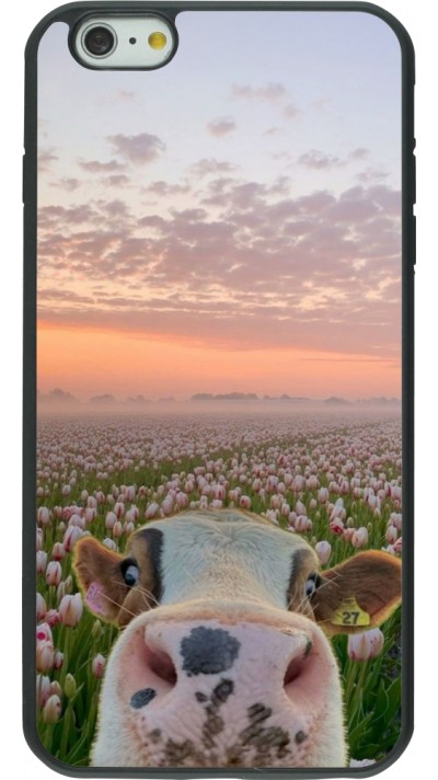 iPhone 6 Plus / 6s Plus Case Hülle - Silikon schwarz Cow with tulips Spring 2026