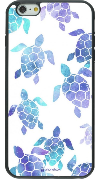 Coque iPhone 6 Plus / 6s Plus - Silicone rigide noir Turtles pattern watercolor