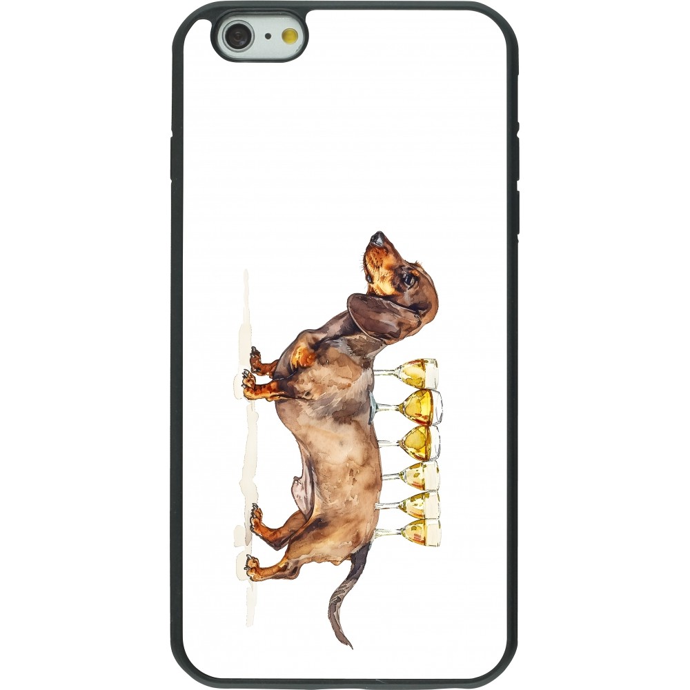 iPhone 6 Plus / 6s Plus Case Hülle - Silikon schwarz Wine Teckel