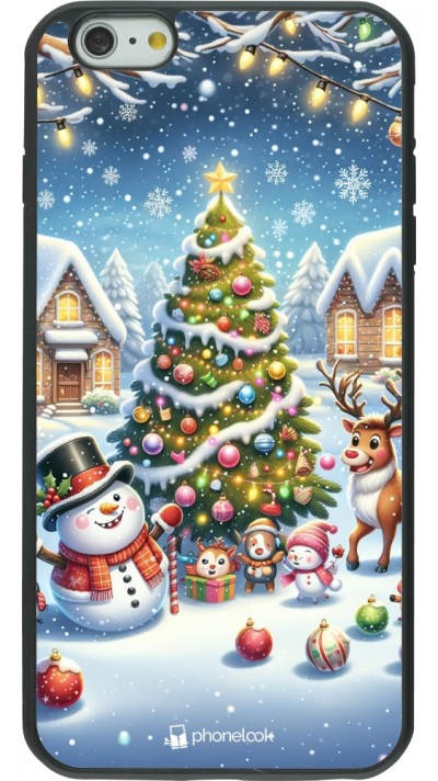iPhone 6 Plus / 6s Plus Case Hülle - Silikon schwarz Weihnachten 2023 Schneemann und Tannenbaum