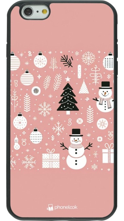 iPhone 6 Plus / 6s Plus Case Hülle - Silikon schwarz Weihnachten 2024 Rose Schneemann Weihnachten